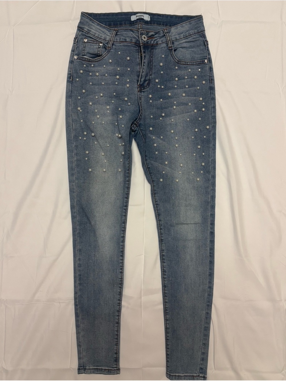 Source Unknown Pearl-Studded Skinny Jeans - Blue